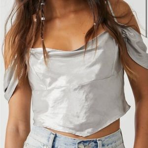 Cassandra metallic top in pewter (silver) free people